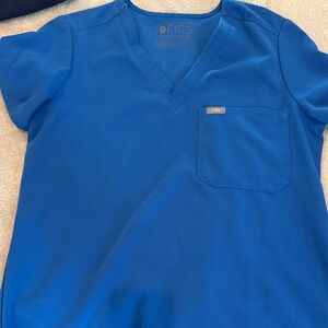 Figs Royal Blue V-Neck Scrub Top
